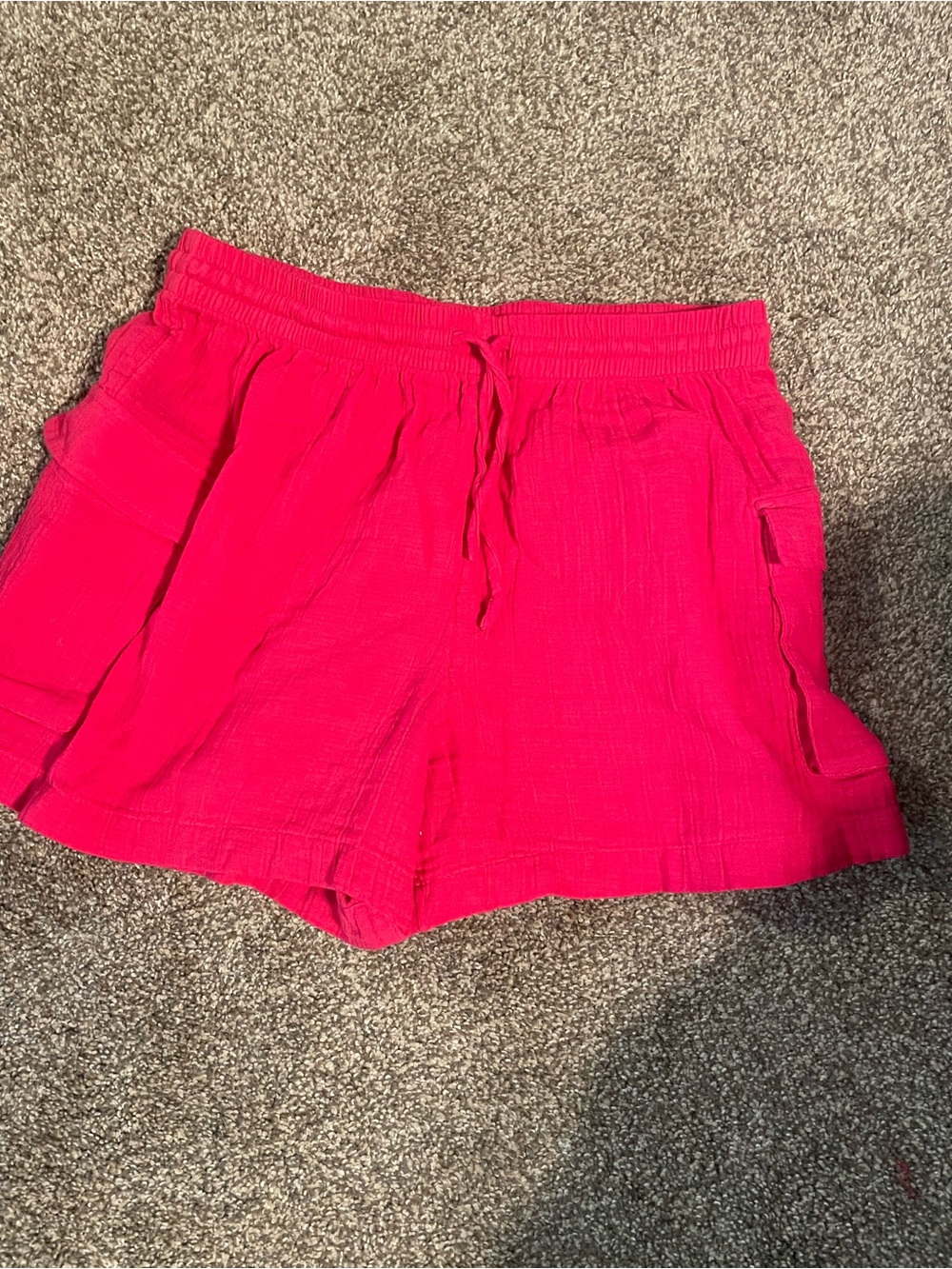 Time and Tru Bright Pink Elastic Waist Drawstring Shorts